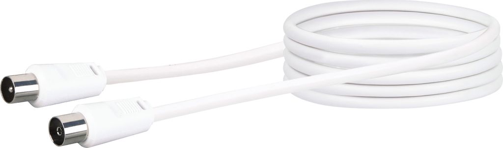 SCHWAIGER -KVK30A 052- Antennen Anschlusskabel (90 dB) IEC Stecker zu IEC Buchse, Weiß