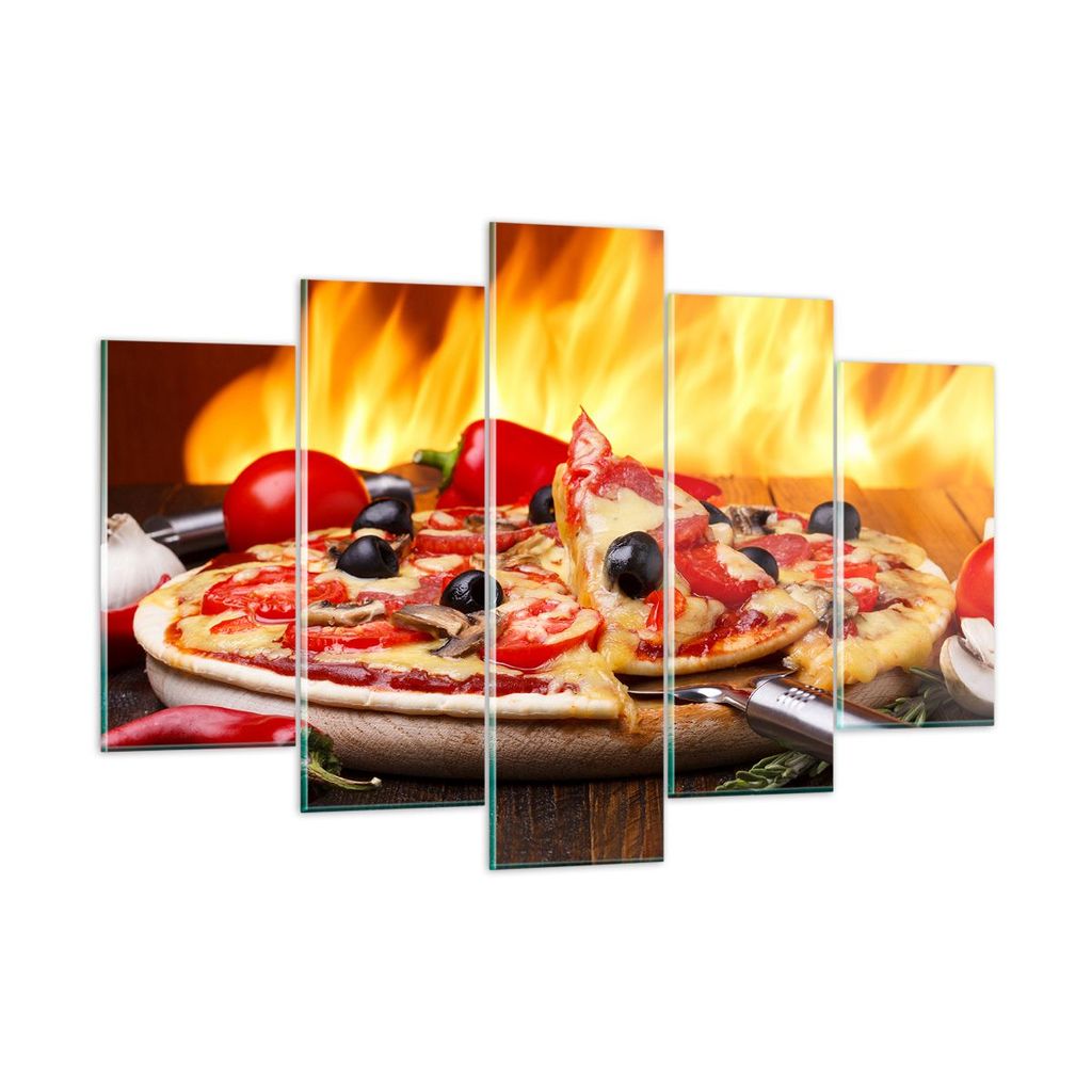 Bilder auf glas - Kuchen Backen Pizza Käse - 150x100cm - Glasbilder - Wandbilder - Kunstdruck - zum Aufhängen bereit - Wanddekoration aus Glas - ...