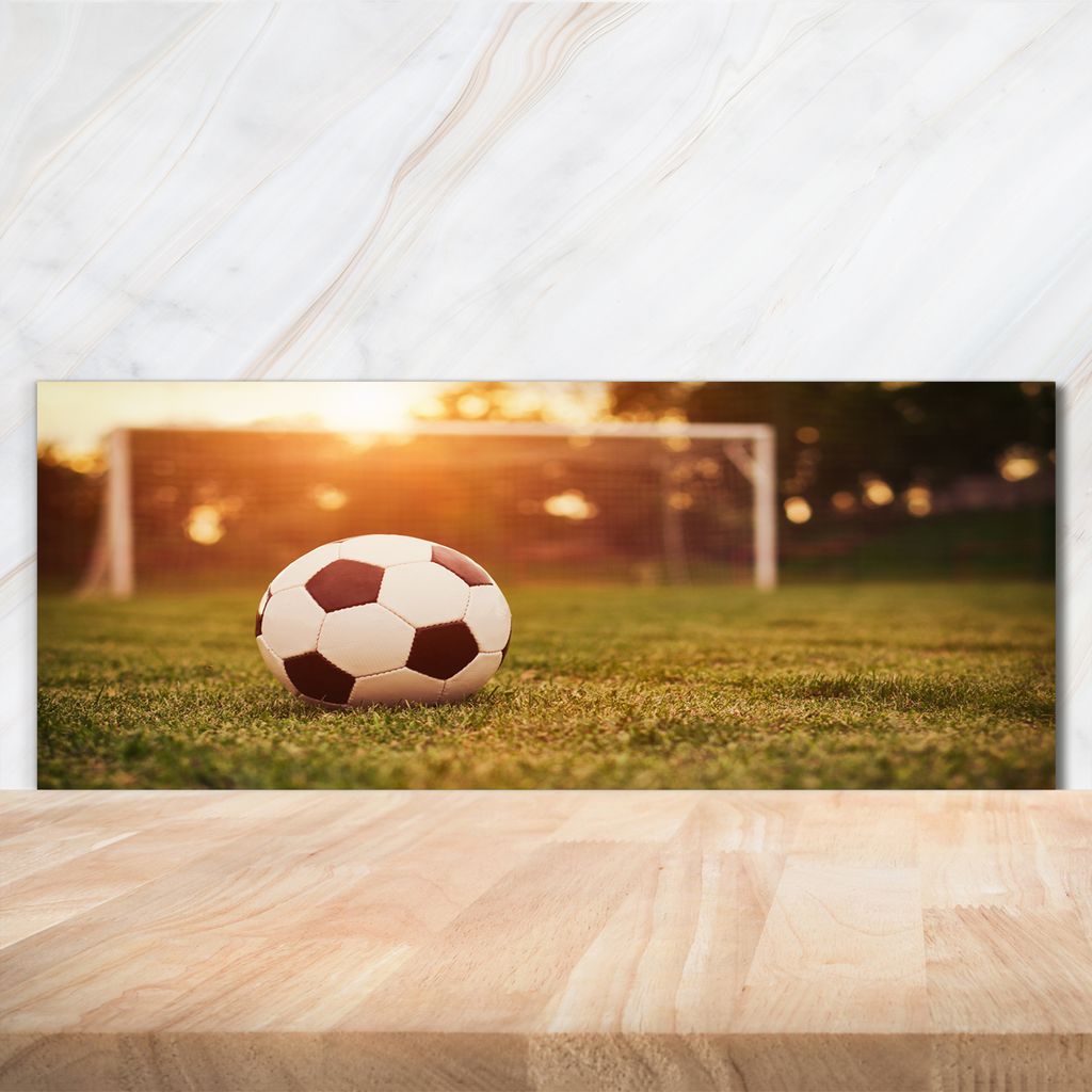 Tulup Küchenrückwand Spritzschutz aus Glas -125x50 -Spritzschutz auf gehärtetes Glas Deko Sport Ball auf Rasen