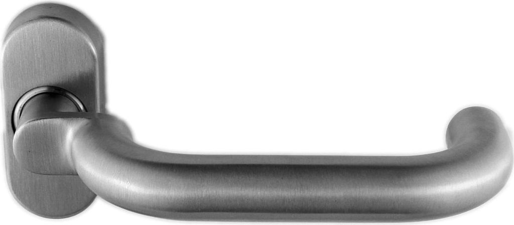 Edelstahl Haustür Innendrücker auf Ovalrosette U-Form gekröpft 12627