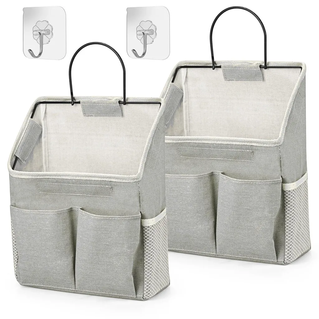 Organisateur mural et corbeille à linge pliable en tissu gris imperméable