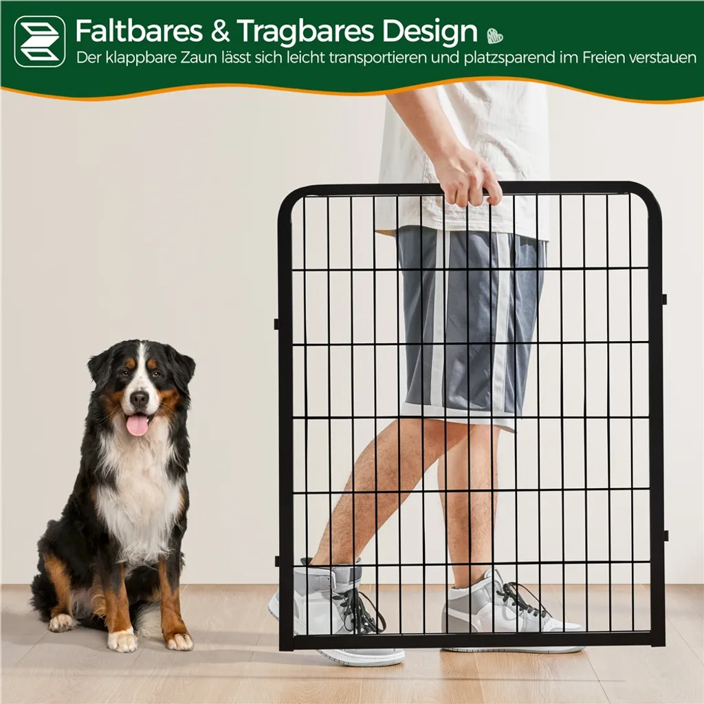 Box da Esterno 614023 Nero Pieghevole Altezza 80 cm | Recinto per Cani - 5