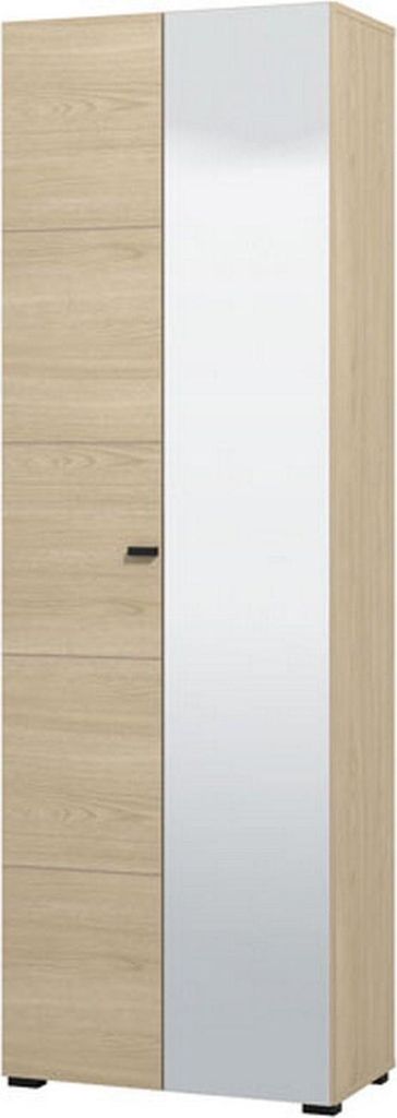 Dmora Kleiderschrank 2 Türen Azzano 64x194h cm Braun Eiche, Garderobe 3 Ablagen