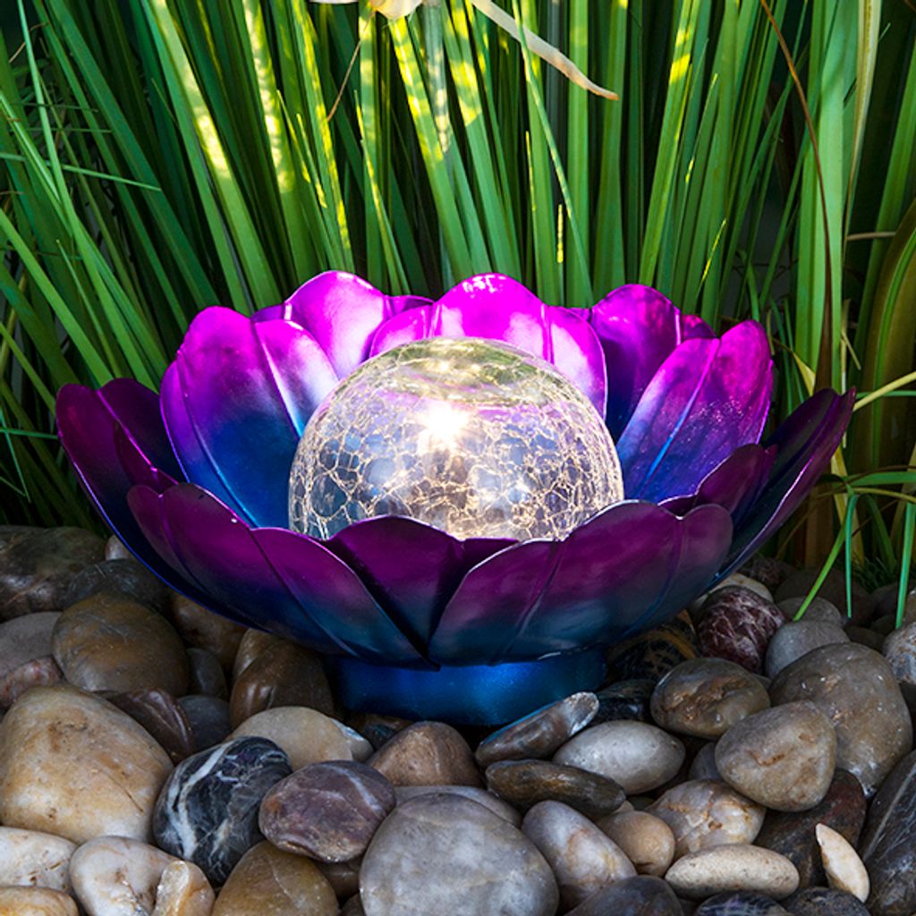 Solar Gartenleuchte mehrfarbig mit Glaskugel, Metall/Glas, Produktbild 