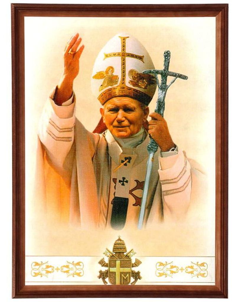 Gerahmtes Bild mit religiösem Thema im Format 50x70cm - Johannes Paul II Segen