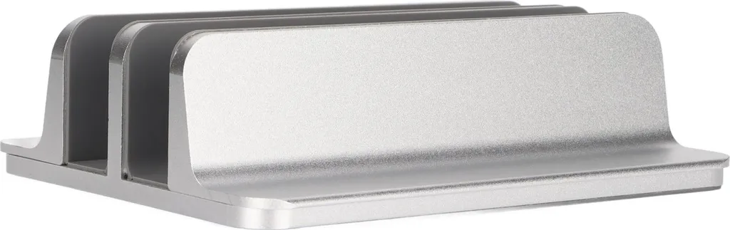 Support Vertical PC Portable 2 Slots en Alliage Aluminium Argent Réglable