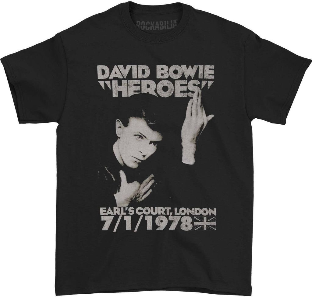 David Bowie - "Heroes Earls Court" T-Shirt für Herren/Damen Uni RO315 (XXL) (Schwarz)