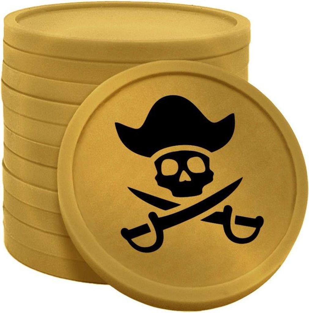 CombiCraft Kunststoff Wertmarken Chips Pirat in Gold- 100 Stück - Ø29 mm