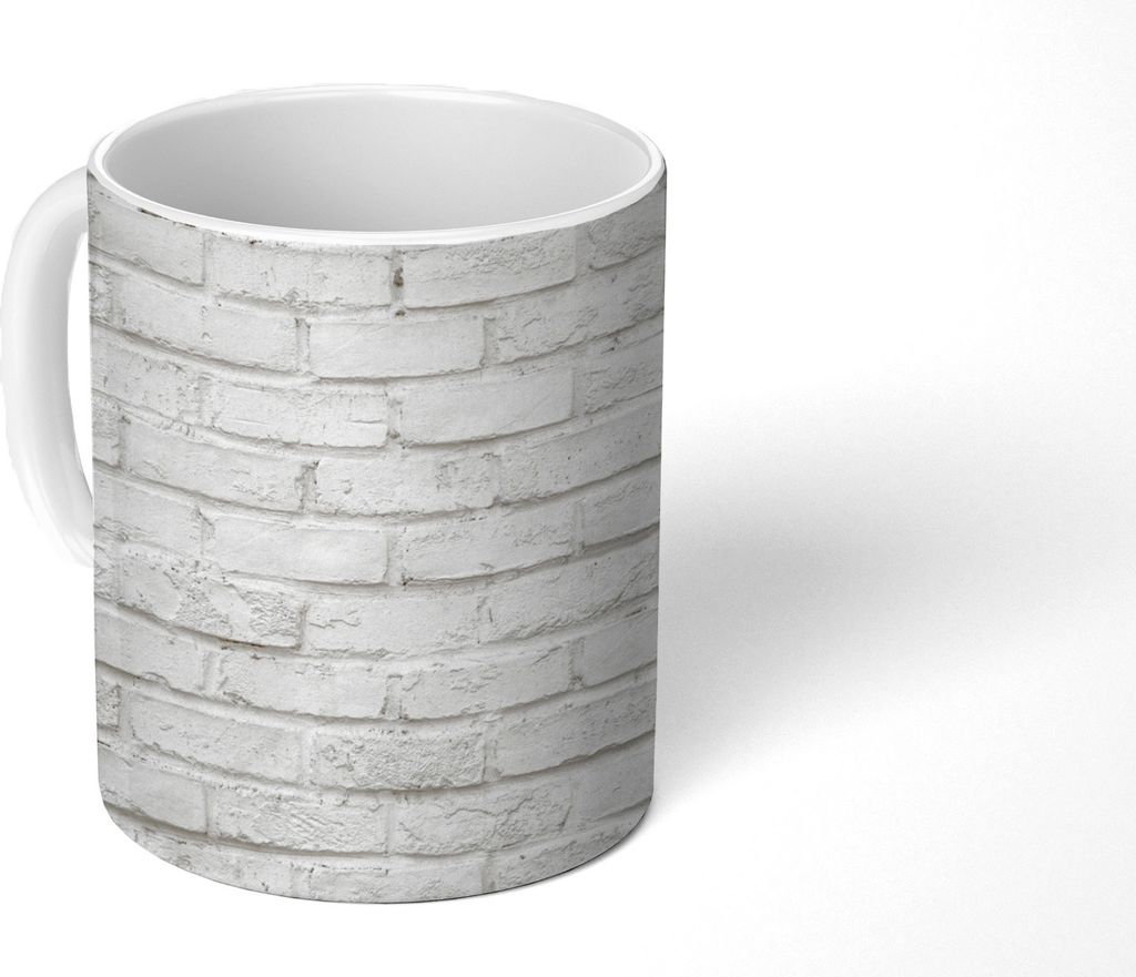 MuchoWow Tasse Kaffeetasse Kaffeebecher 350 ml Wand - Weiß - Stein Teetasse - Fototasse - Becher - Keramikbecher - Teebecher - Kaffeetasse - Bü...