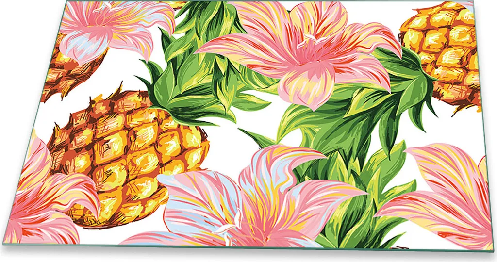 Paraschizzi Vetro 80x52 Fiori Colorati - Protezione Piano Cottura
