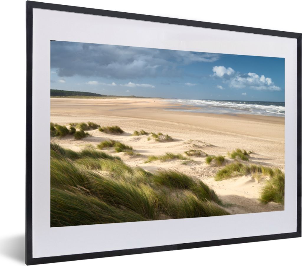 MuchoWow MuchoWow Gerahmtes Poster Sand - Düne - Meer 60x40 cm - Poster mit zchwarzem Bilderrahmen - Schlafzimmer - Plakat in Rahmen - Drucken