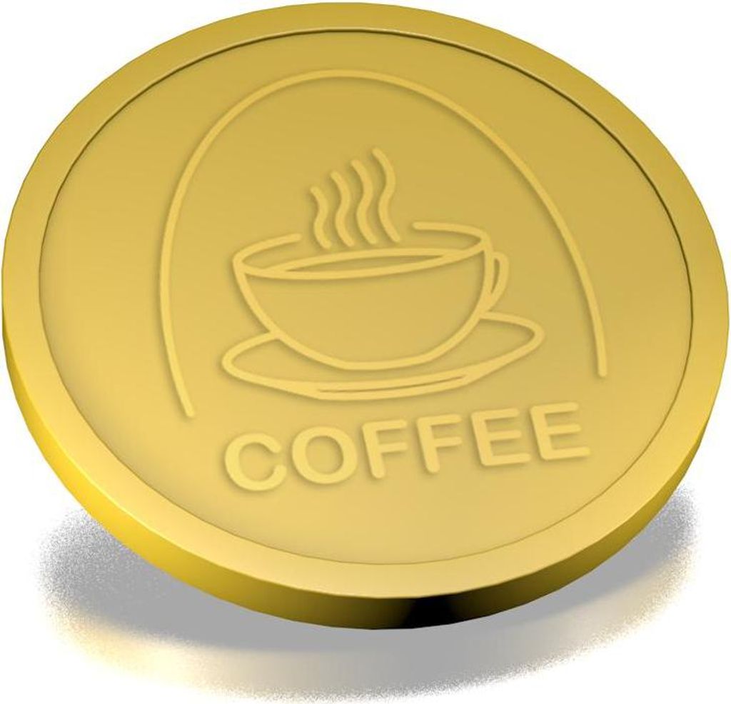 CombiCraft Wertmarke mit Kaffeetassen Motiv Gold Ø29mm - 250 Stück