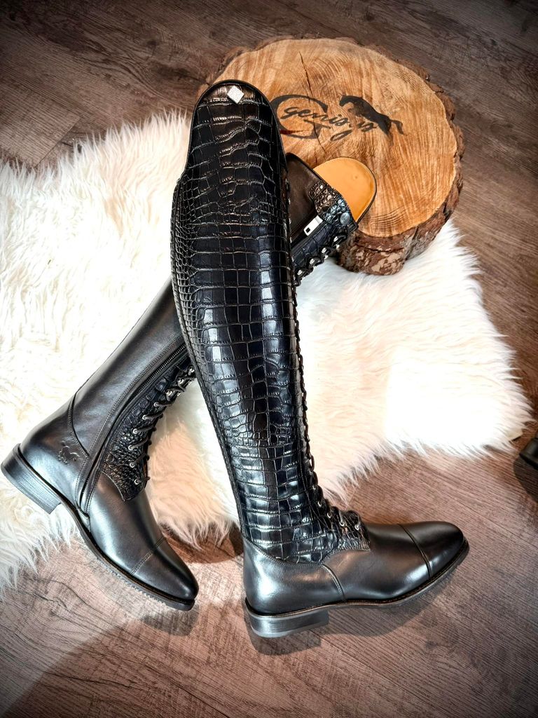 DeNiro Reitstiefel Tintoretto 39 MA/M geschnürt Dressur Stiefel malibu black