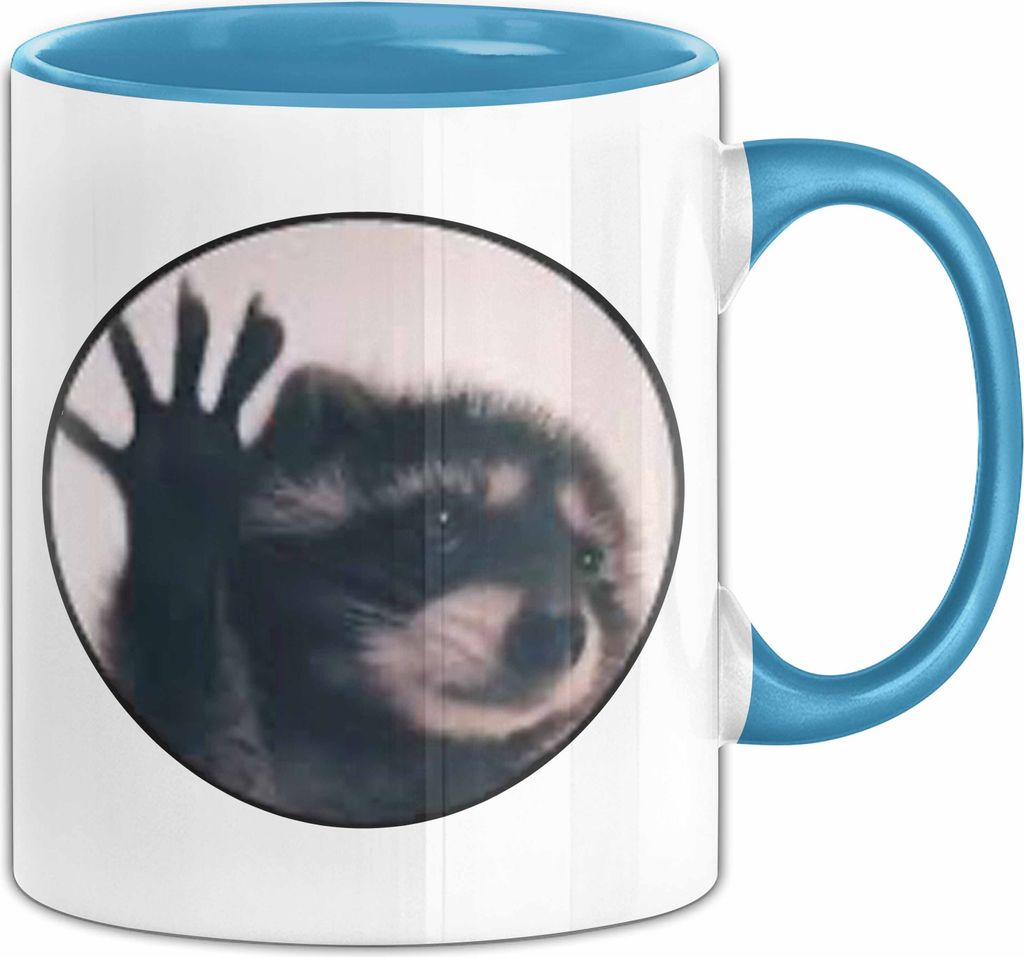 Waschbär Meme Tasse Geschenk Lustiger Waschbär (Blau)