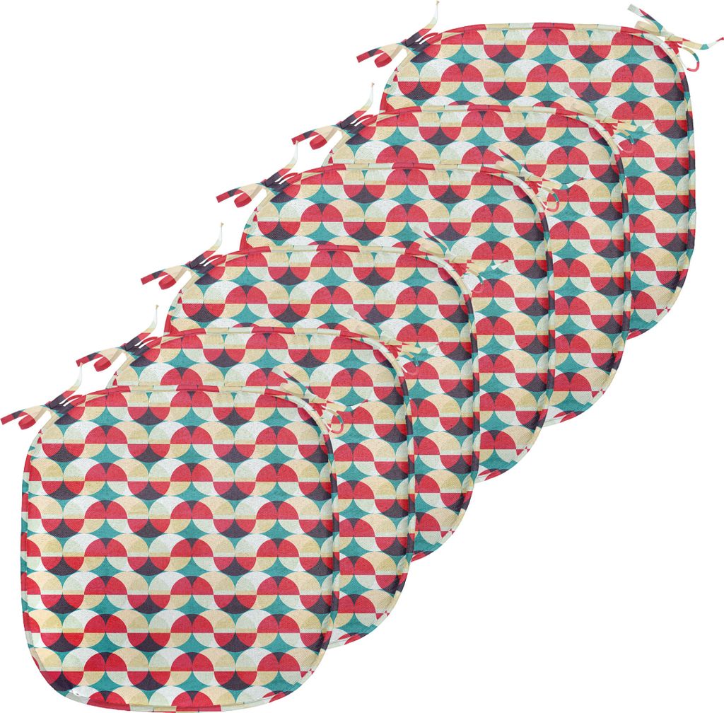 ABAKUHAUS Jahrgang Polster für Esszimmerstühle, Retro geometrischer Kreis, Dekoratives wasserfestes Kissen mit Riemen für Küchensitze, 40 cm x ...