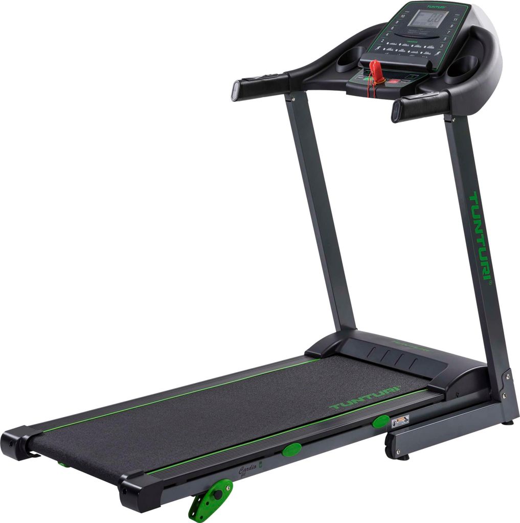 Tunturi Cardio Fit T30 Klappbares Laufband mit LCD-Bildschirmanzeige und Tablethalterung - Schwarz