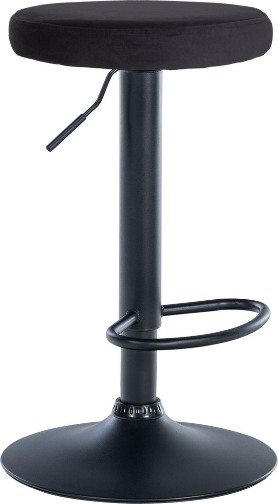 Barhocker KAZON - Samt Schwarz 38.5x38.5x60 cm Schwarz | Barstuhl Höhenverstellbar Tresenhocker Tresenstuhl Kneipenhocker Kneipenstuhl