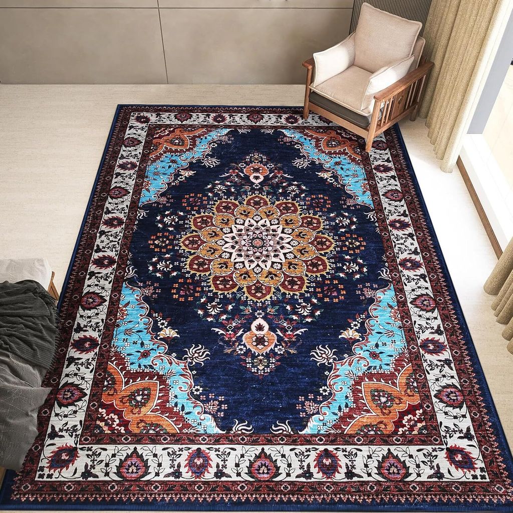 Hochwertiger Teppich für das Wohnzimmer, Kurzflorteppiche aus Kaschmir-Imitat, rutschfest waschbar Schlingenteppich für Wohnzimmer Schlafzimmer K...