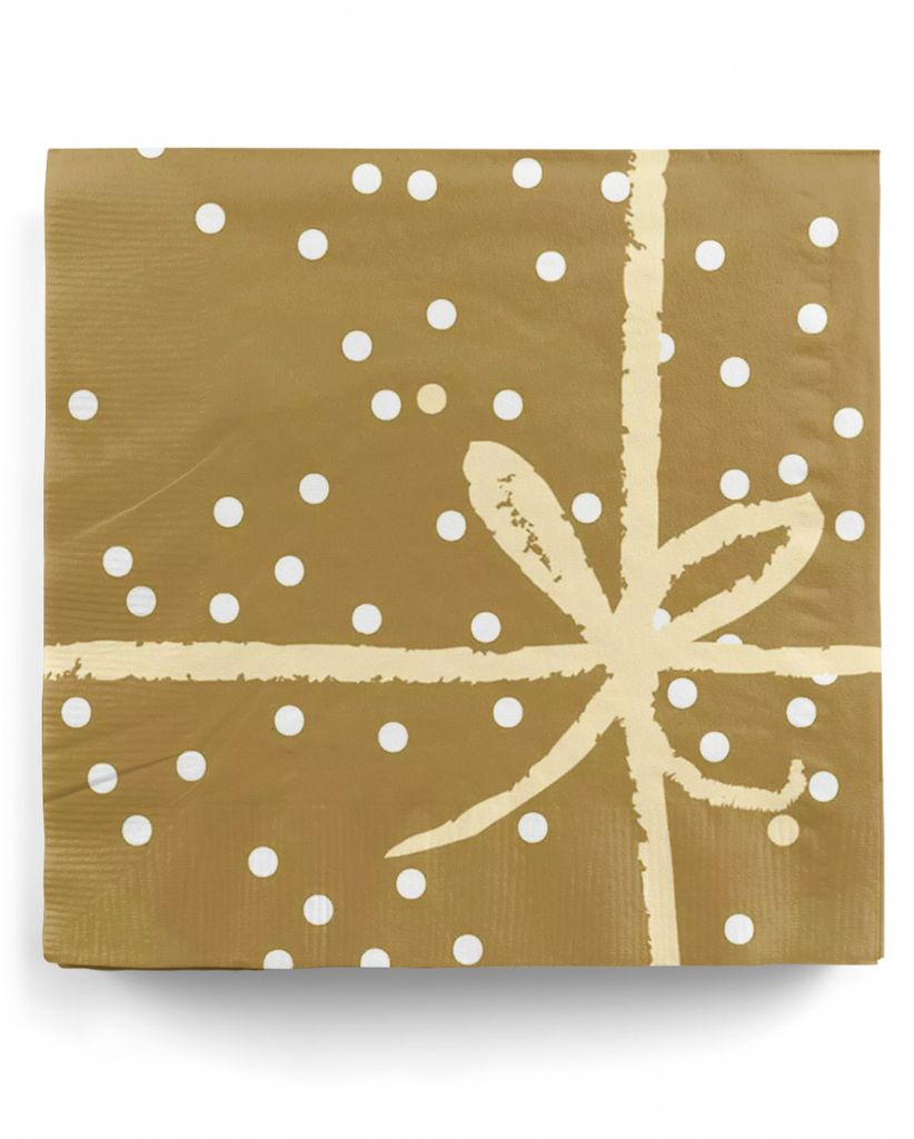 Edle Servietten mit Schleife gold 20 St. für Weihnachten, Geburtstag oder Goldhochzeit