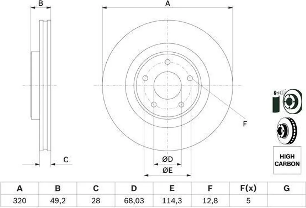 Disque de frein BOSCH 0 986 479 F33 pour Nissan Pathfinder IV R52 OE
