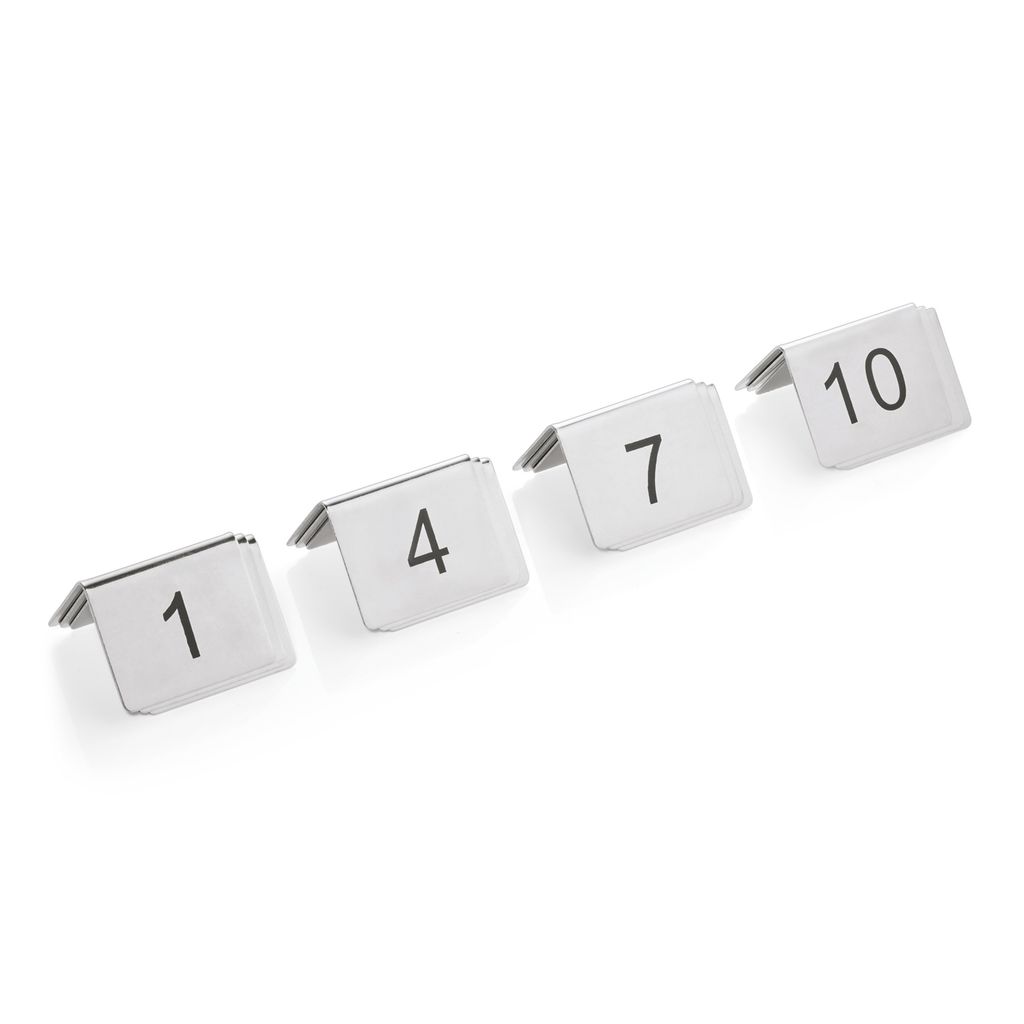 Tischnummernschild Set 1-12, 5 x 5 x 5,5 cm, 12-teilig, Chromnickelstahl