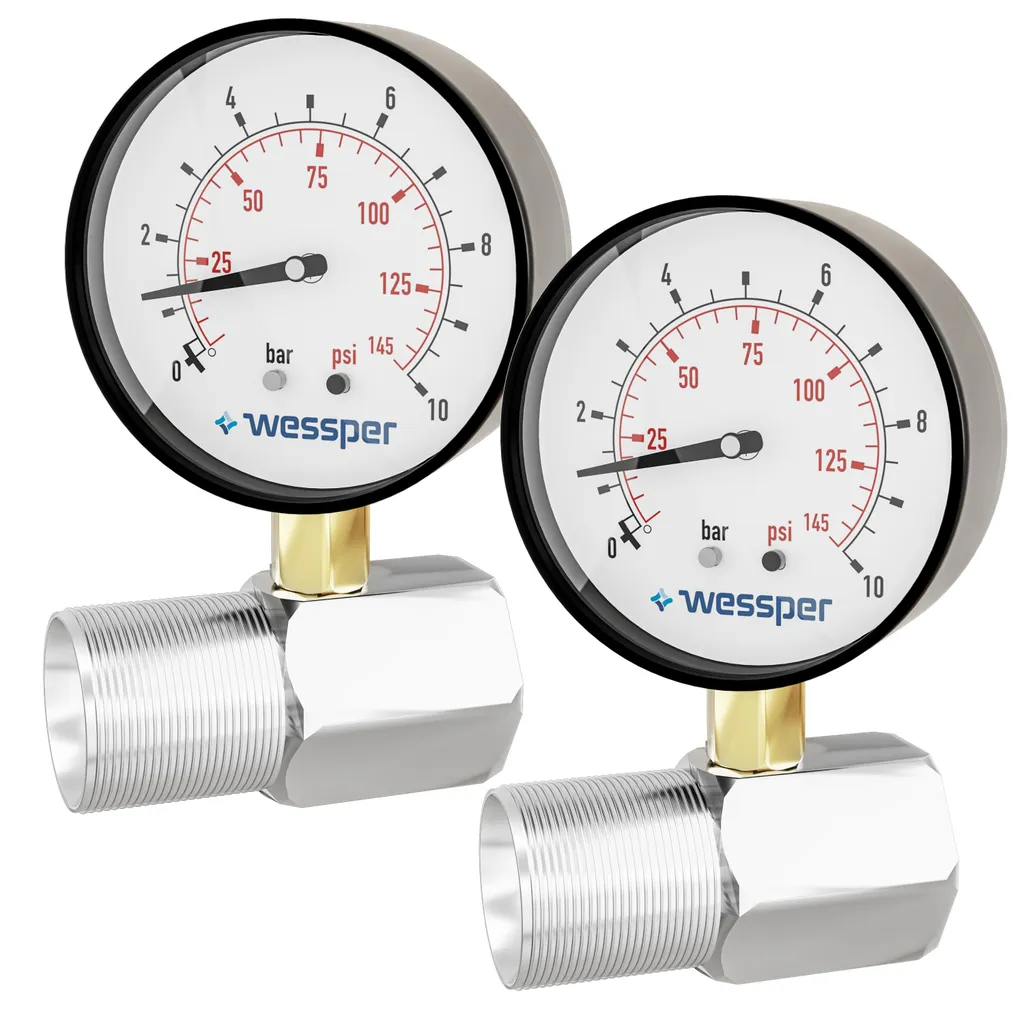 Wessper Coppia Manometri Prefiltrazione 3/4" - Monitoraggio Pressione 0-10 Bar - 3