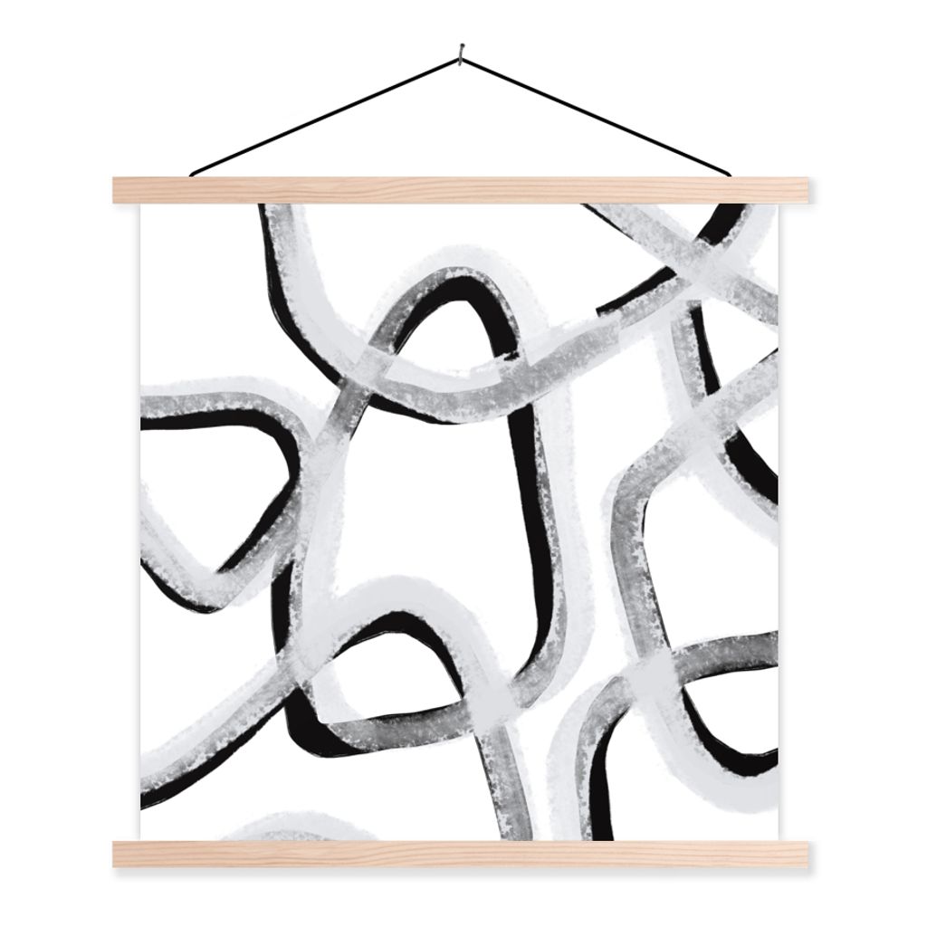 MuchoWow Textilposter Linie - Minimalismus - Gestaltung 120x120 cm mit holzfarbenen Rahmen - Textil-Poster