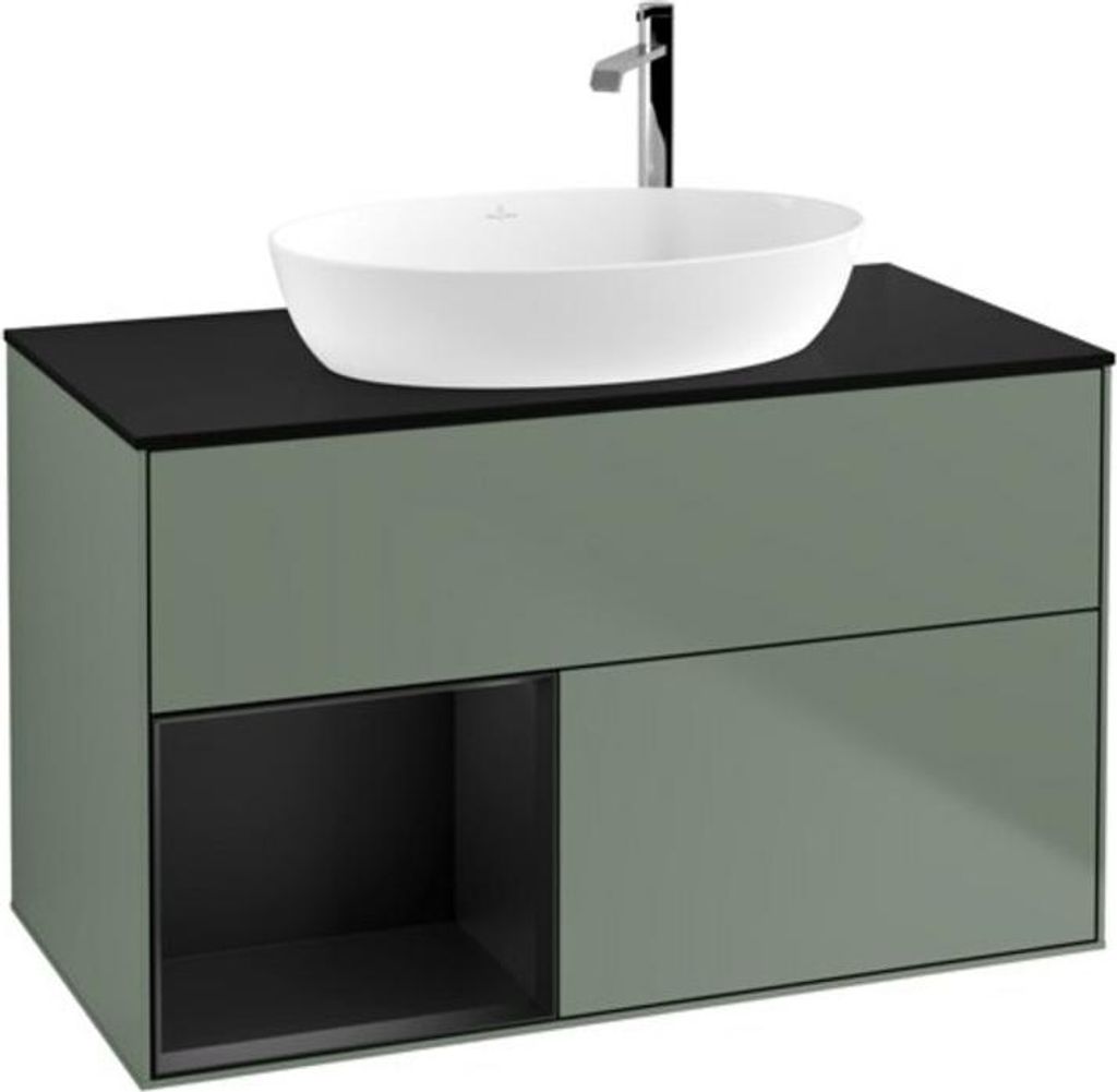 V&B Waschtischunterschrank Wandbeleuchtung Finion 100, Pl bla m, Reg bla m Lac, Oli. m Lac