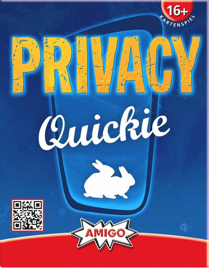 The image is the packaging for a board game called Privacy Quickie.