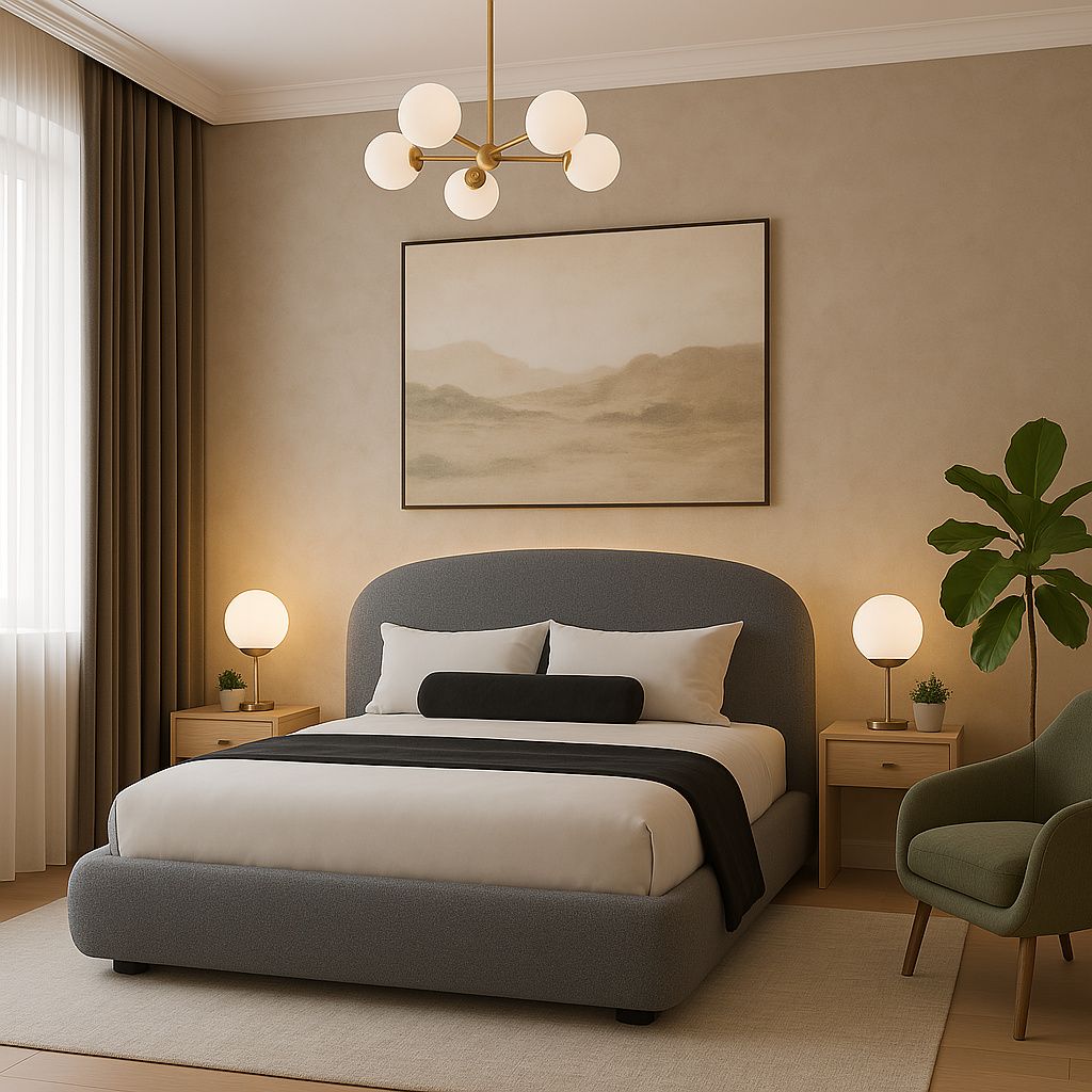 Sofiland Polsterbett „Belissa“ 160x200 cm, Bouclé-Stoff Grau, mit Bettkasten