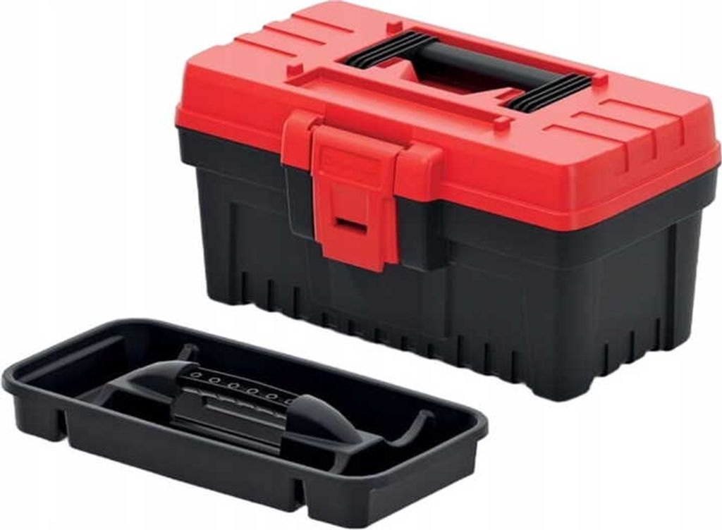 Kistenberg Werkzeugkiste 36x18,6x19,3cm mit Tragegriff schwarz-rot