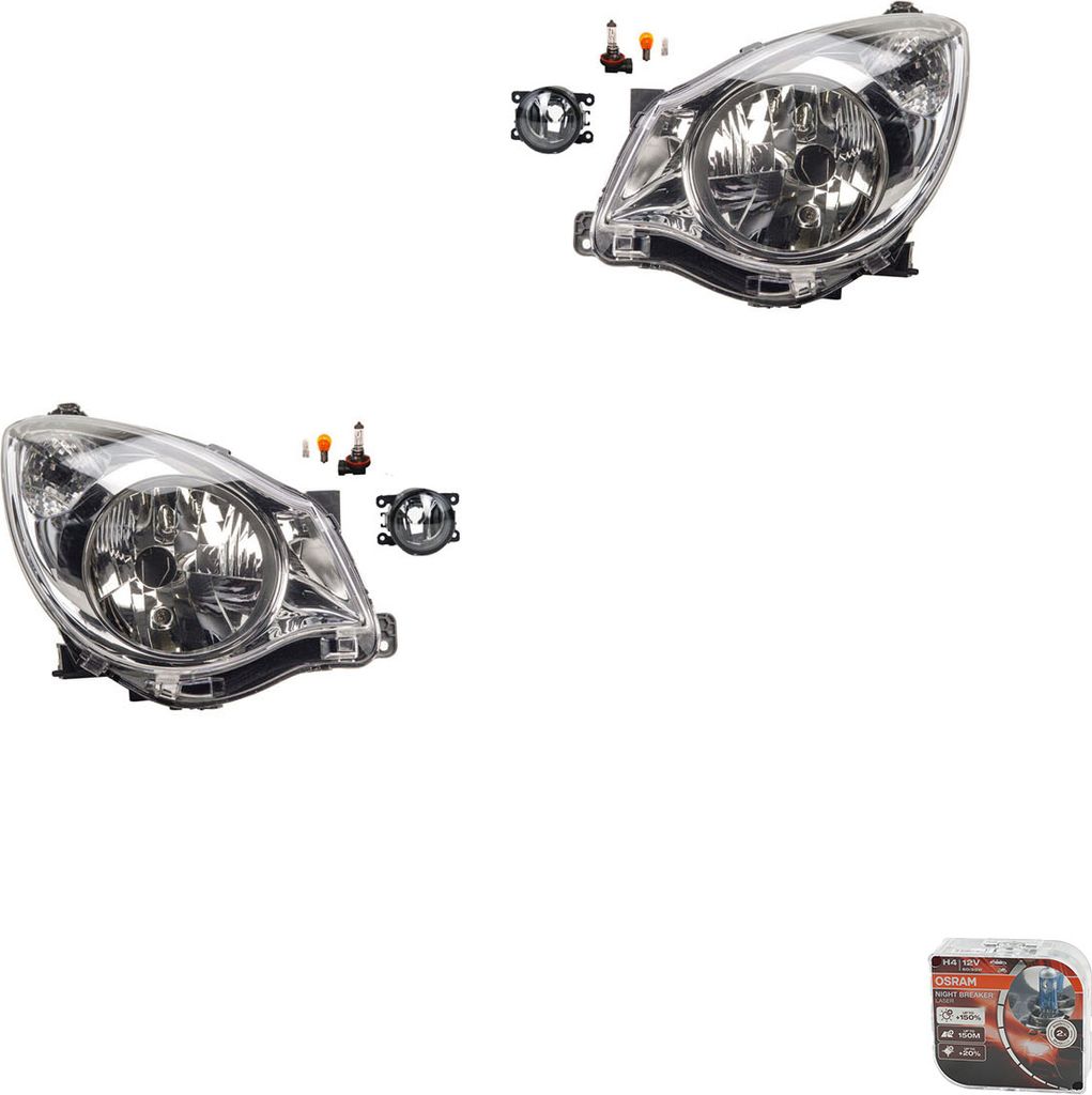 Johns, Scheinwerfer Satz + Osram Night Breaker Laser passend für Opel Agila B 09/07- H4 8200074008 6202E1 00006202E1 6710027 0000620639 620639 000...