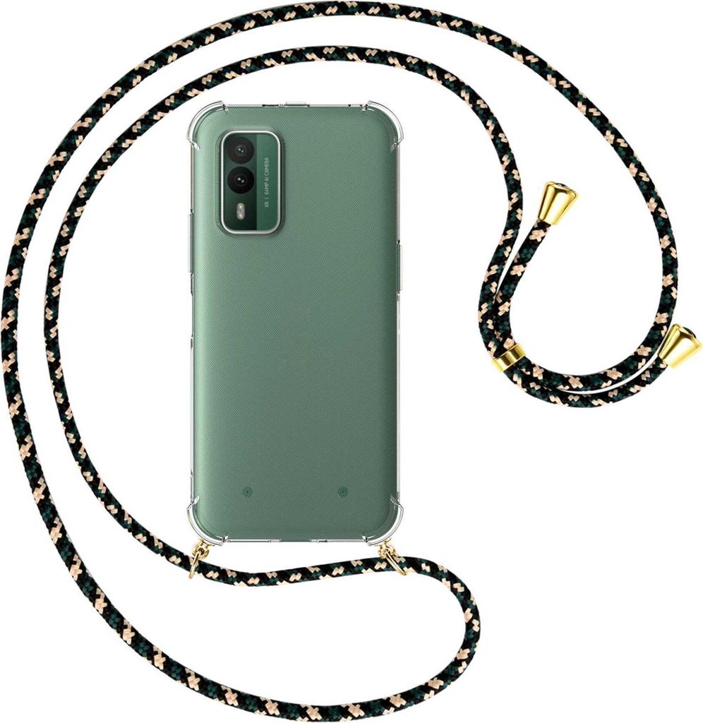 Handykette Backcover-Schutzhülle mit Band (Metall goldfarben) für Nokia XR21 5G (6.49'') - camouflage