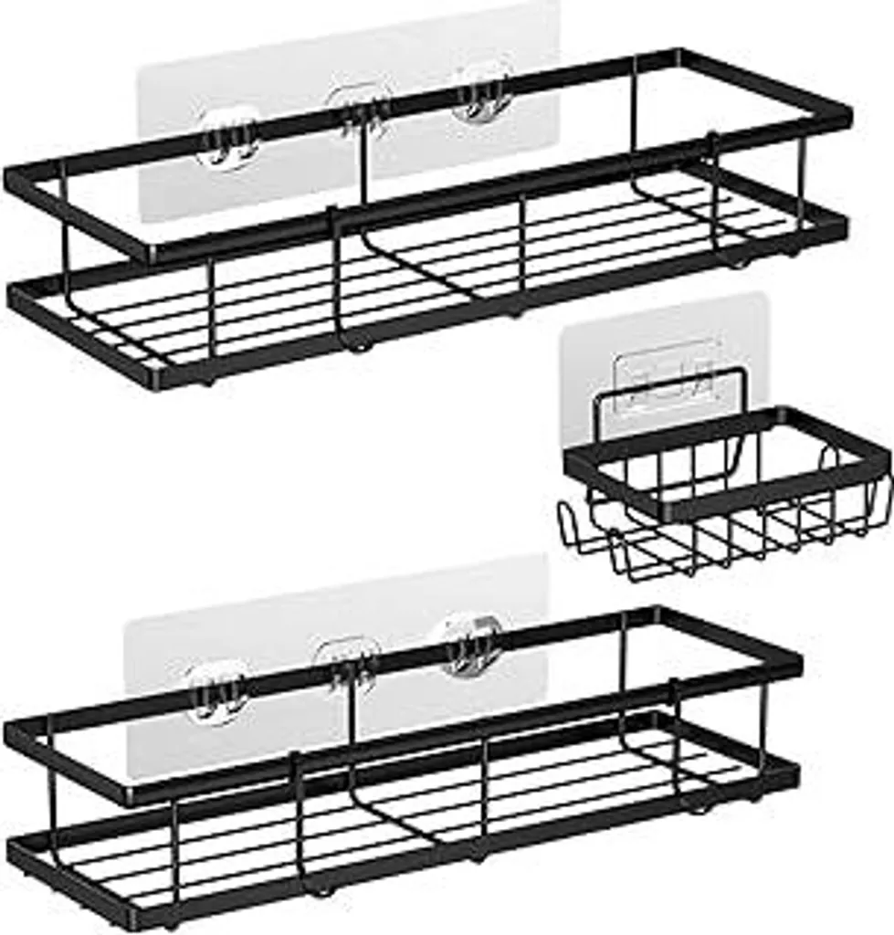 Crynvor Organizer Doccia Adesivo Nero: Arredo Bagno in Acciaio Inox