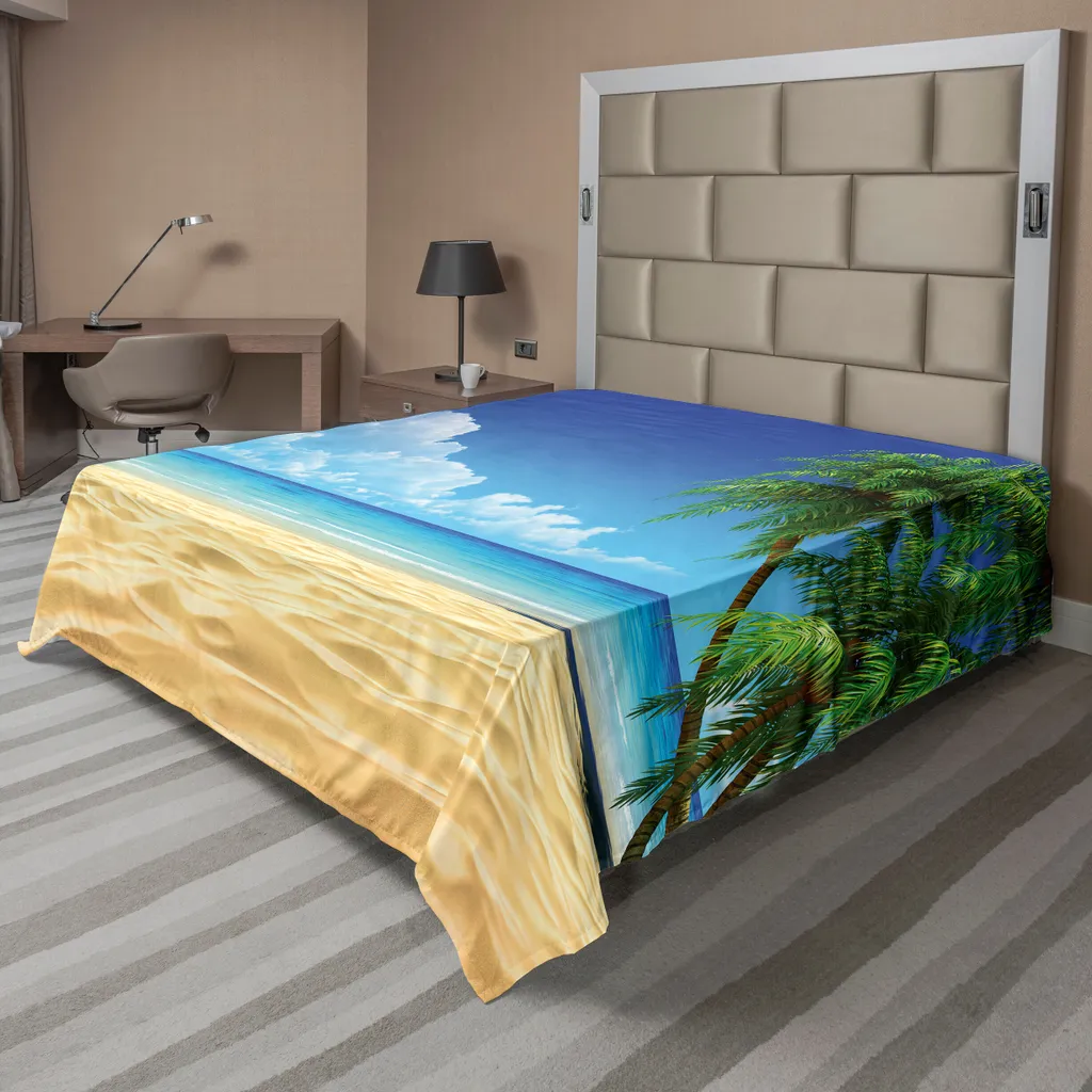 Drap plat Océan ABAKUHAUS 275 x 260 cm en microfibre douce Vert Crème