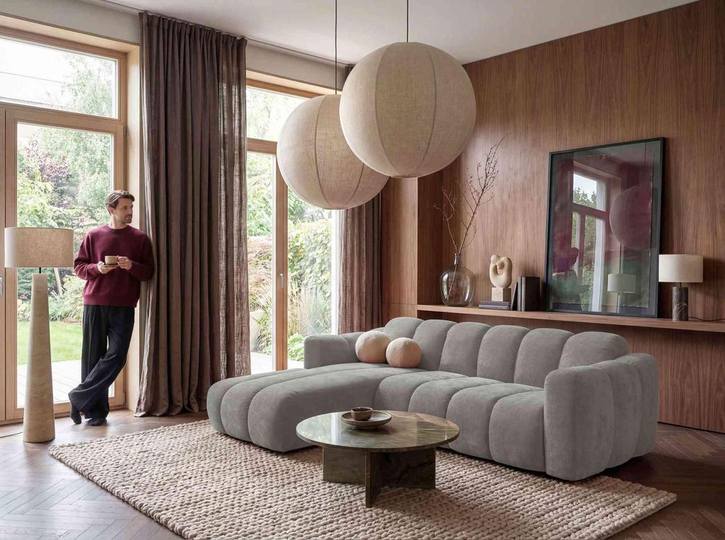 MIUFORM Michell - Ecksofa mit schlaffunktion - 252x182 - Grau - L-Form links - Schlafsofa