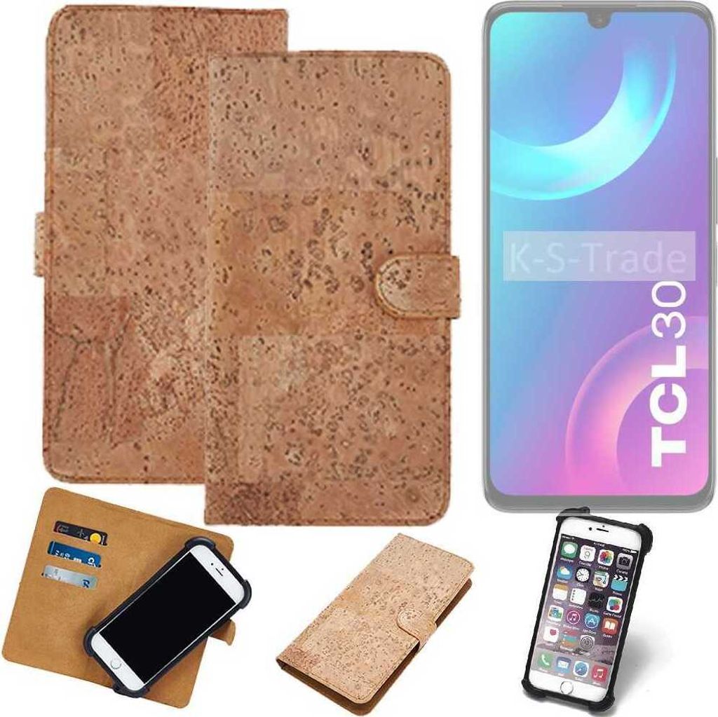 K-S-Trade Hülle kompatibel mit TCL 30 Kork Handyhülle Cover Schutzhülle TPU Case Bumper in Hellbraun, (1x)