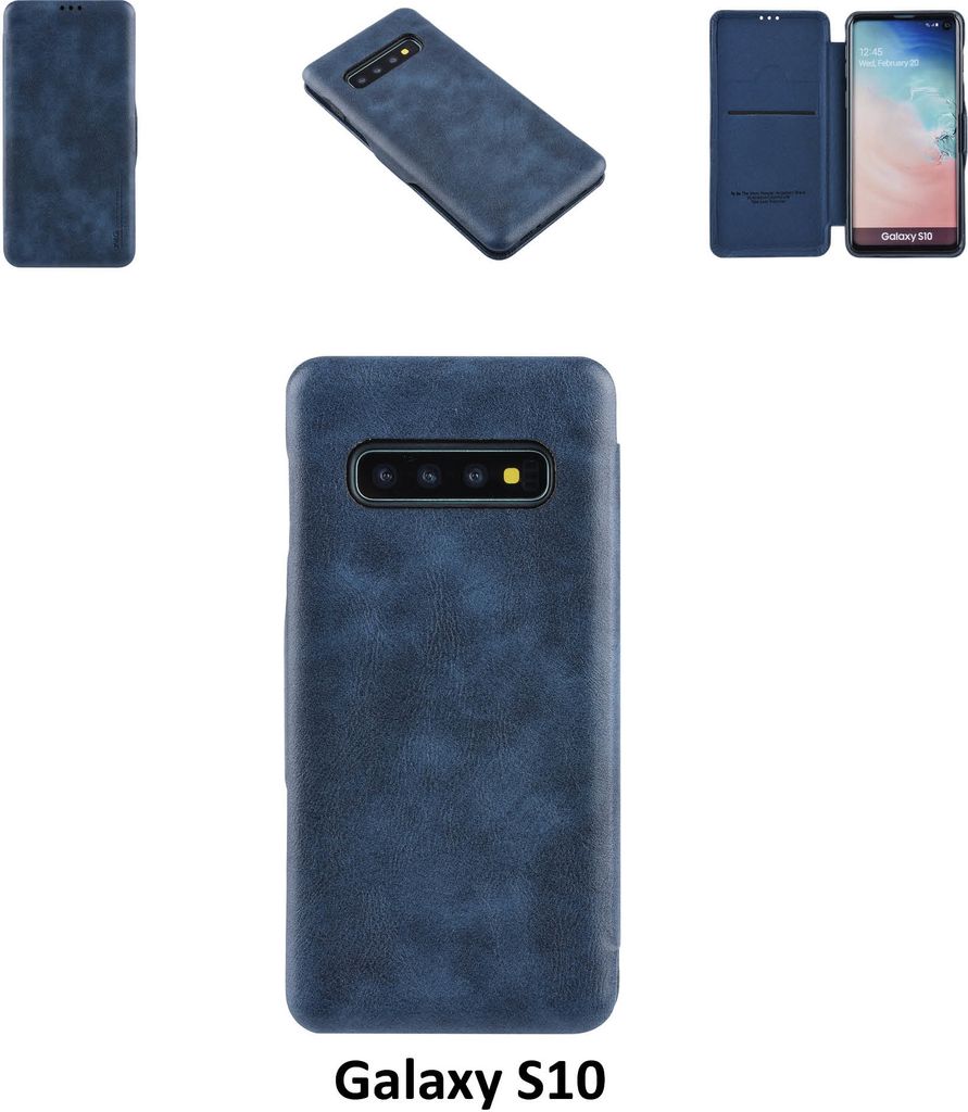 Samsung Galaxy S10 Card holder Blue Book type case for Galaxy S10 Magnetic closure
