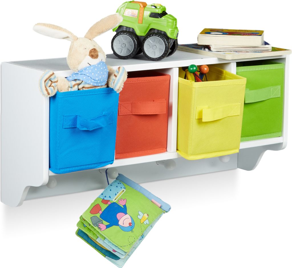 relaxdays Kinderregal weiß 61,0 x 16,0 x 28,0 cm