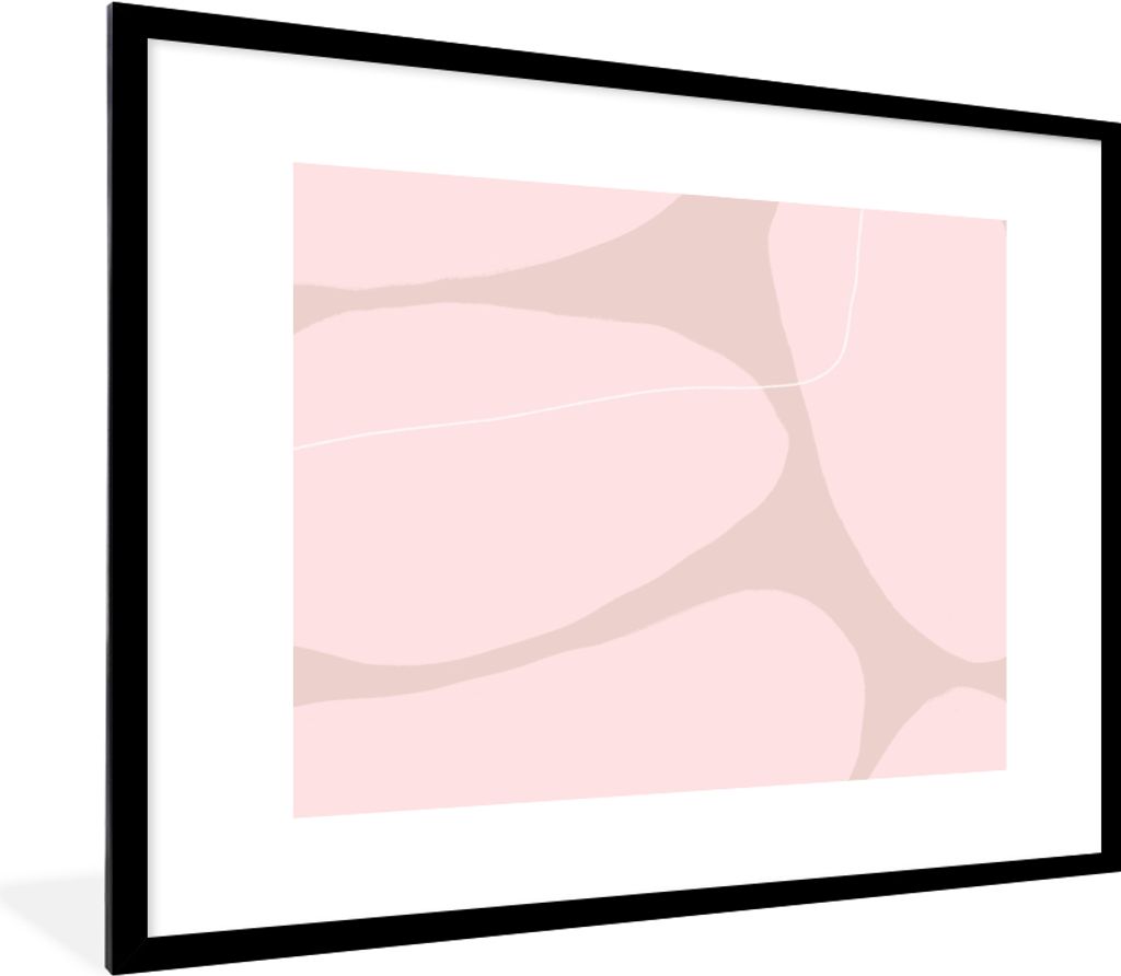 MuchoWow Gerahmtes Poster Rosa - Geometrische Formen - Abstrakt 80x60 cm - Poster mit Schwarzem Bilderrahmen Wandposter Rahmen Foto Bilder - Schl...