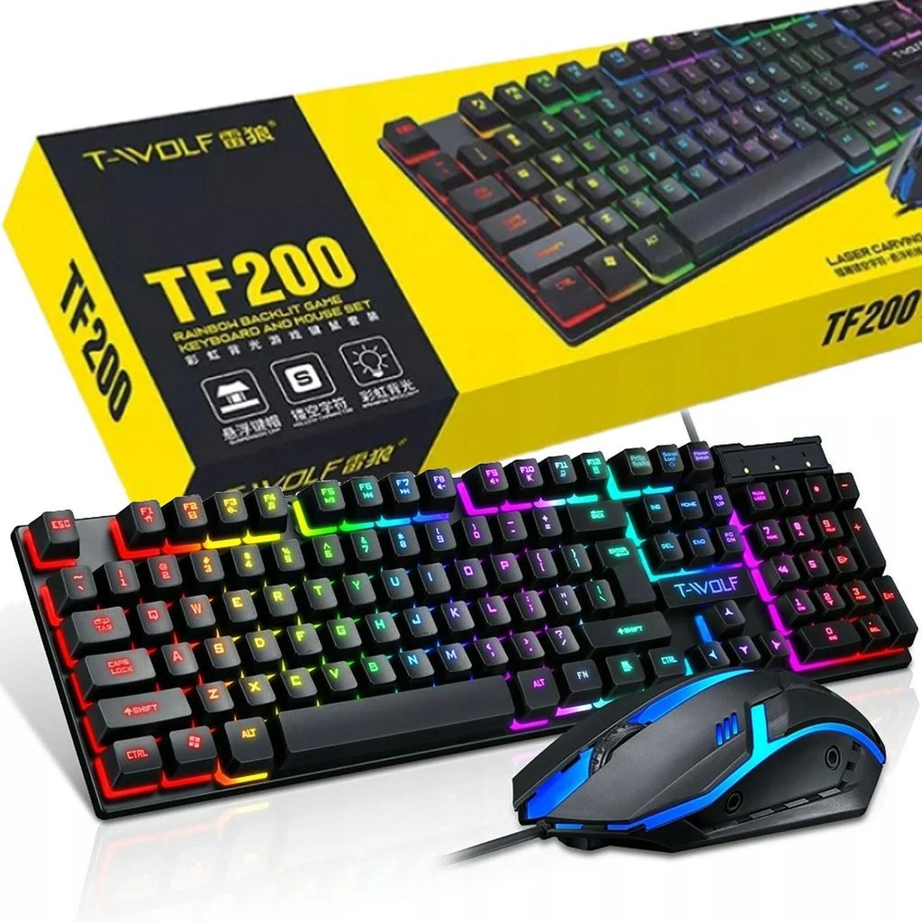 Klawiatura mysz gamingowa LED RGB zestaw dla graczy USB PC Zdjęcie produktu 