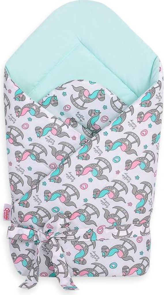 Weiches, doppelseitiges Tragetuch für Babys mit Bändern - Schaukelpferde