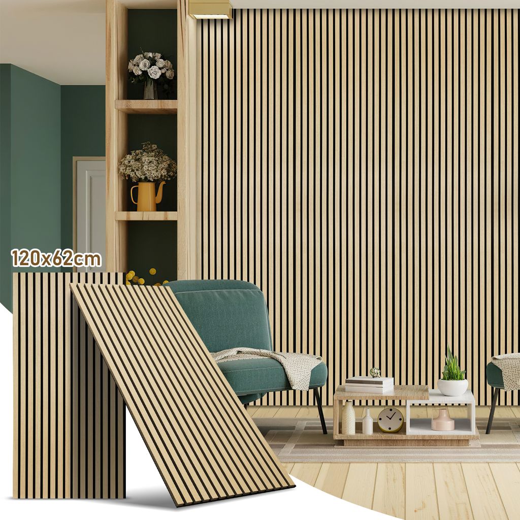Hebitod 1 StückAkustikpaneel Wandpaneel Moderne Wandpaneele Akustik HolzwandHolz MDF Wandpaneele 120x60x2.1cm Hölzern