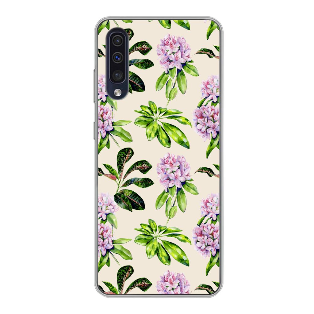 MuchoWow Handyhülle Schutzhülle Hülle für Samsung Galaxy A30s Hortensien - Pflanzen - Muster Silikon Softcase Handy Hülle - Karteninhaber