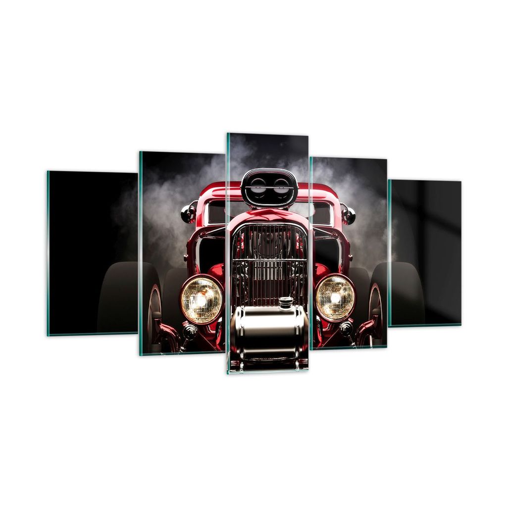 Bilder auf glas - Auto klassisch retro sport - 160x85cm - Glasbilder - Wandbilder - Kunstdruck - zum Aufhängen bereit - Wanddekoration aus Glas - ...