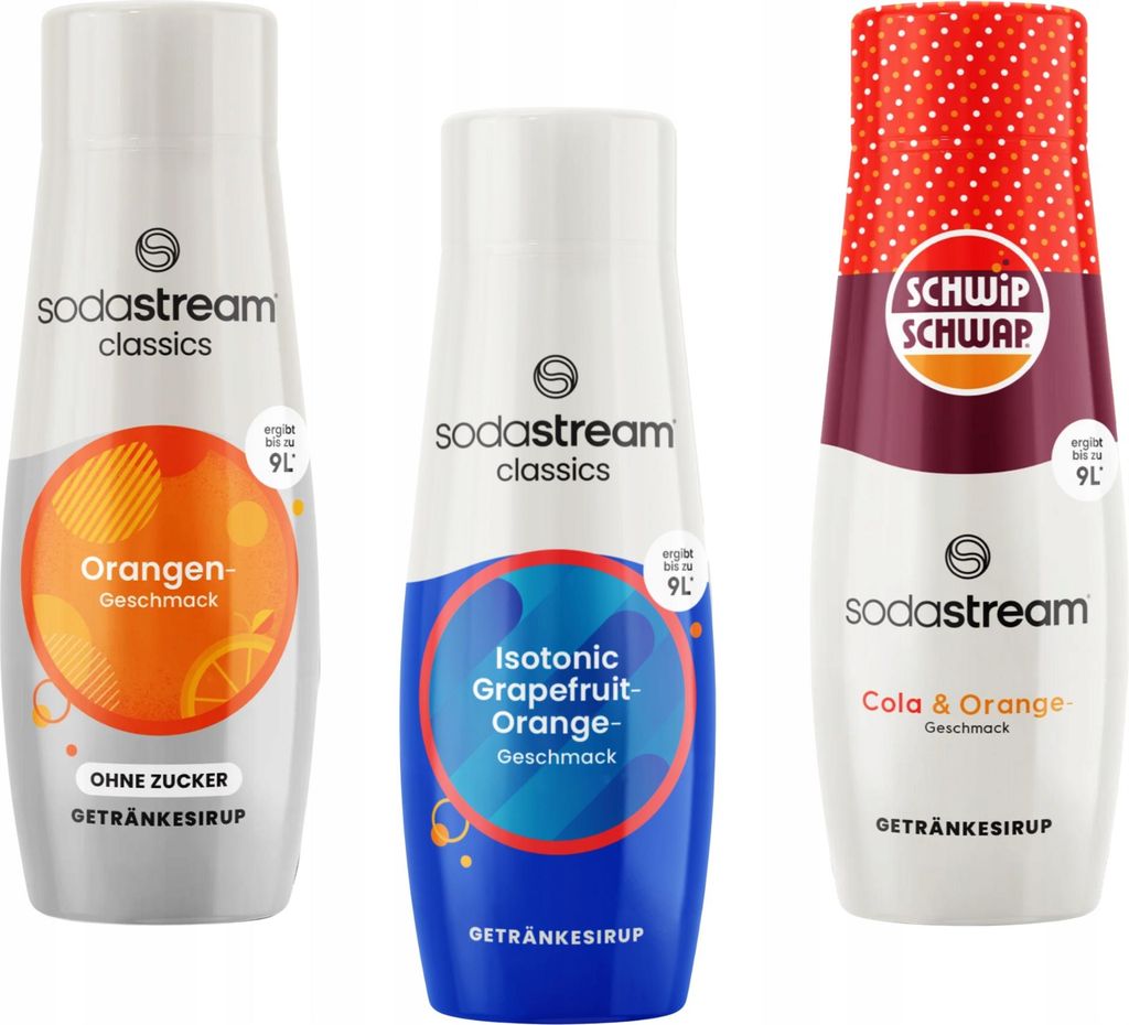 3er-Set Konzentrate Sodastream Orange Zero + Isotonic + Schwip Schwap