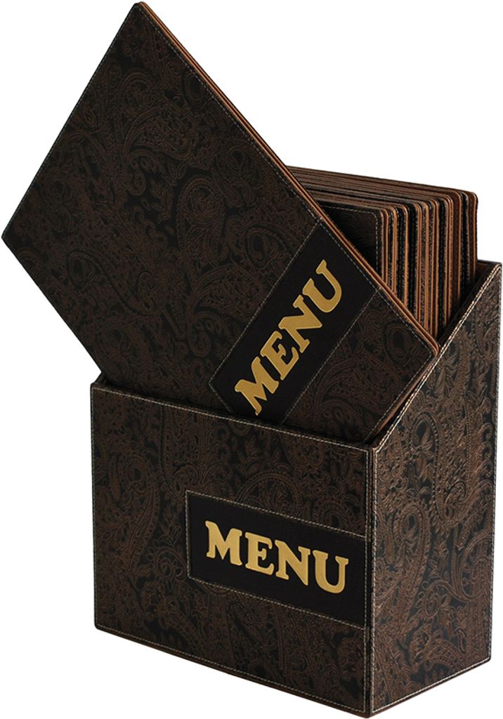 Securit Menübox DESIGN, braunes Ornament (10 Stück)