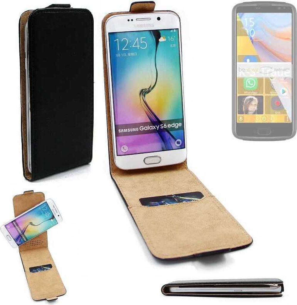 K-S-Trade Schutzhülle Handyhülle kompatibel mit Bea-fon M7 Lite Flipstyle 360° Smartphone Tasche, schwarz, Case Flip cover