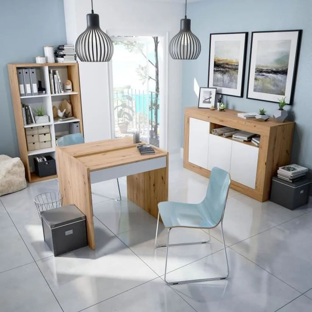 Bibliothèque 8 Compartiments NOA Bicolore - Design Scandinave 137 cm