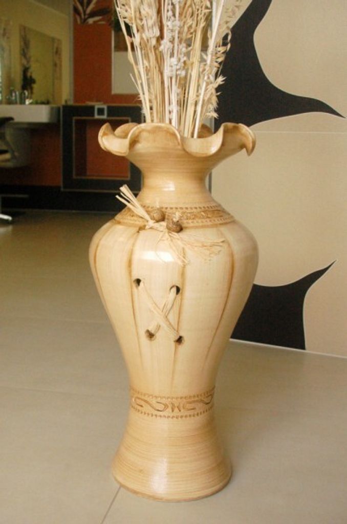 Edle 60 cm Bodenvase beige